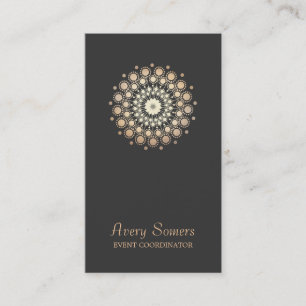 Elegante Gold Blume Motif Event Planner Schwarz Visitenkarte
