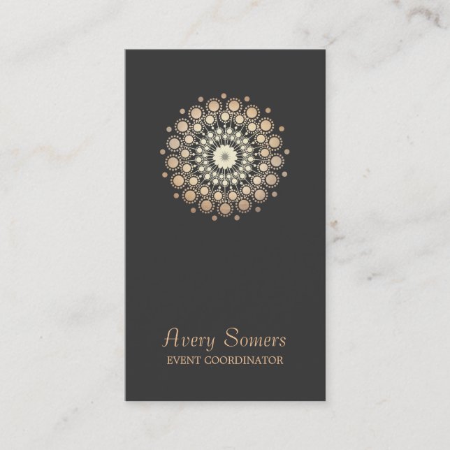 Elegante Gold Blume Motif Event Planner Schwarz Visitenkarte (Vorderseite)