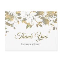 Elegante Gold Blume Weinkultur Danke Postkarte
