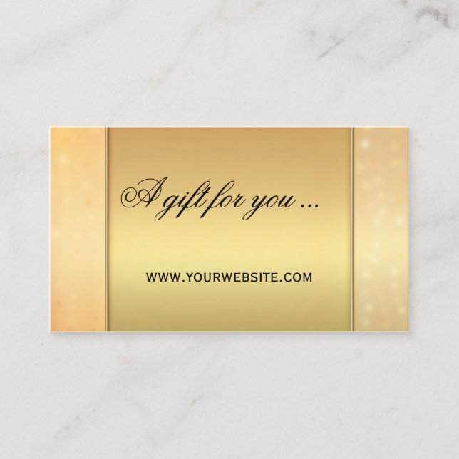Elegante Gold Bokeh Geschenkgutschrift Rabattkarte (Vorderseite)