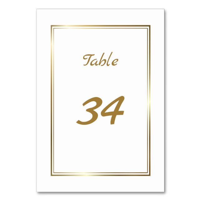 Elegante Gold Border Wedding Tischnummer (Vorderseite)