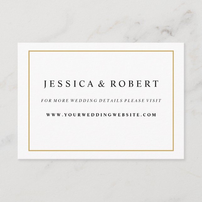 Elegante Gold Border Wedding Website Beipackkarte Begleitkarte (Vorderseite)