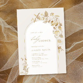 Elegante Gold Botanical Floral Arch Baby Shower Einladung