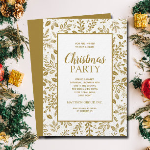 Elegante Gold Botanicals Weihnachtsfeier Einladung
