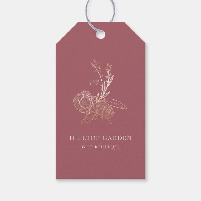 Elegante Gold Botanische Preise Geschenkanhänger (Vorderseite)