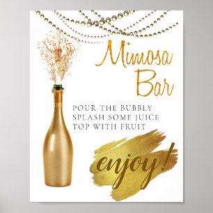 Elegante Gold Bridal Brunch Mimosa Bar Sign Poster