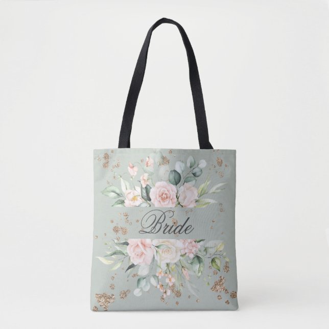 Elegante Gold Bride Aquarell Tasche (Vorderseite)