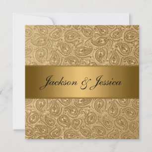 Elegante Gold-Bronze-Paisley-Hochzeitsfeier Einladung