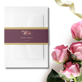 Elegante Gold Burgundy & Blush Rose Hochzeit Einladungsbanderole