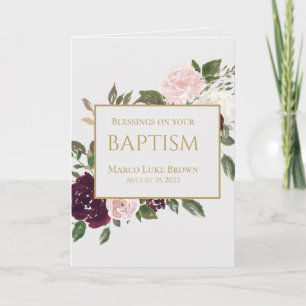 Elegante Gold Burgundy Pink Segen Christening Karte