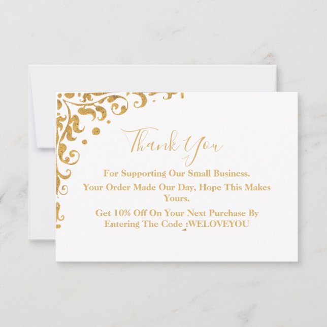 Elegante Gold Business Dankeschön Card Dankeskarte (Vorderseite)