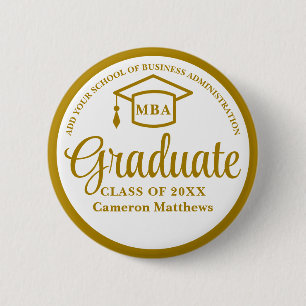 Elegante Gold Business School Abschluss MBA Button