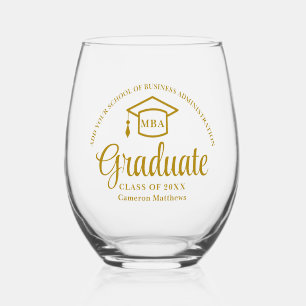 Elegante Gold Business School Abschluss MBA Weinglas Ohne Stiel