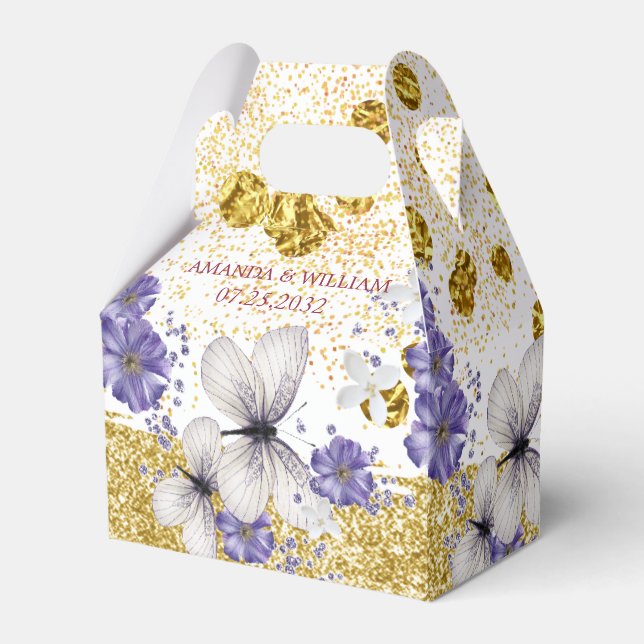 Elegante Gold Butterfells Gastgeschenk Hochzeit Bo Geschenkschachtel (Vorderseite)