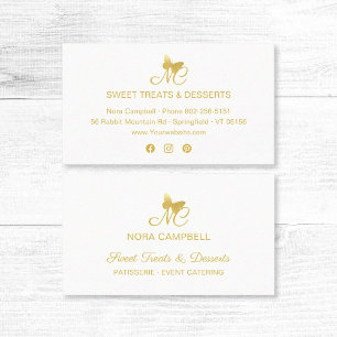 Elegante Gold Butterfly Monogram Social Media Visitenkarte