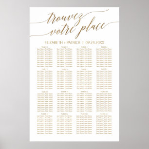 Elegante Gold Calligrafy French Seating Chart Poster