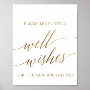 Elegante Gold Calligrafy Well wünscht Signatur Poster