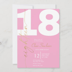 Elegante Gold Calligraphy 18. Geburtstagsparty Inv Einladung