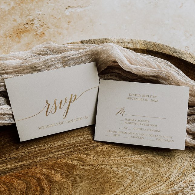 Elegante Gold Calligraphy | Auswahl von Elfenbein- RSVP Karte (Von Creator hochgeladen)