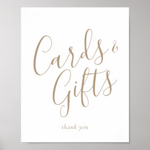 Elegante Gold Calligraphy Cards and Gifts Sign Poster