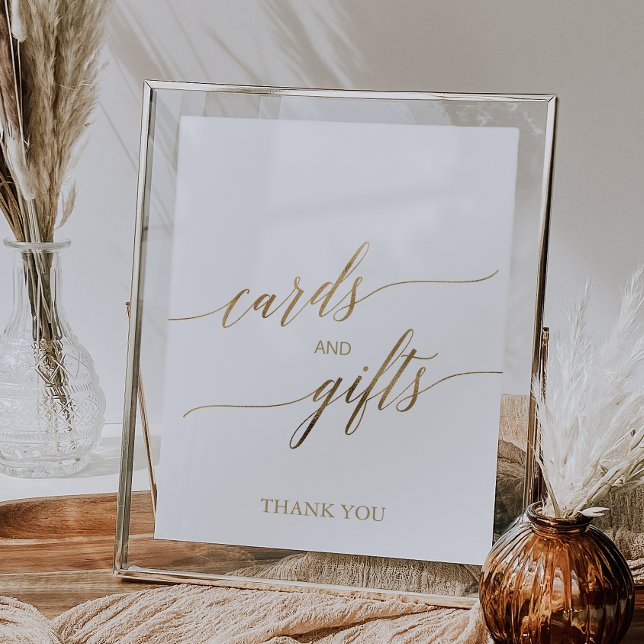 Elegante Gold Calligraphy Cards and Gifts Sign Poster (Von Creator hochgeladen)