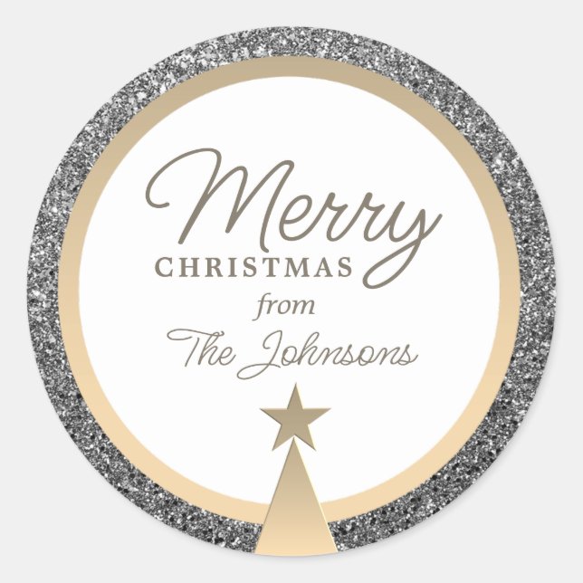 Elegante Gold Calligraphy Christmas Runder Aufkleber (Vorderseite)