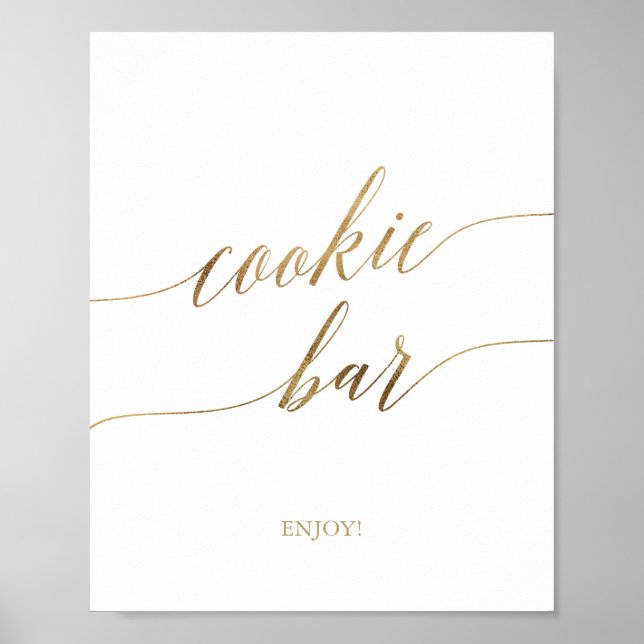 Elegante Gold Calligraphy Cookie Bar Sign Poster (Vorne)