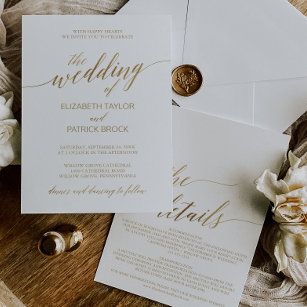 Elegante Gold Calligraphy   Details zur Hinterhoch Einladung