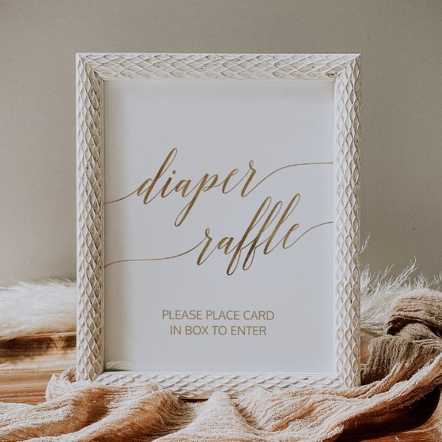 Elegante Gold Calligraphy Diaper Raffle Poster (Von Creator hochgeladen)