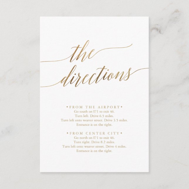 Elegante Gold Calligraphy Direction Enclosure Card Begleitkarte (Vorderseite)