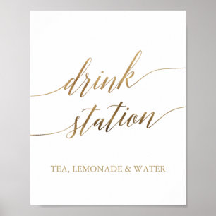 Elegante Gold Calligraphy Drinks Station Poster