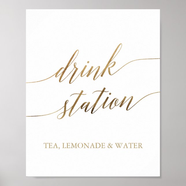 Elegante Gold Calligraphy Drinks Station Poster (Vorne)