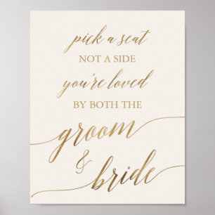 Elegante Gold Calligraphy   Elfenbein Wählen Sie e Poster