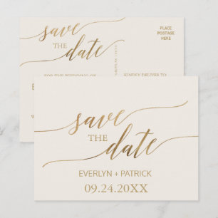 Elegante Gold Calligraphy   Elfenbeinküste Save th Ankündigungspostkarte