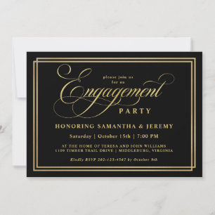 Elegante Gold Calligraphy Engagement Party Einladung