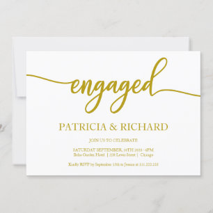 Elegante Gold Calligraphy Engagement Party Einladung
