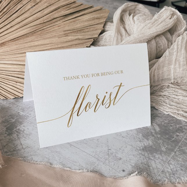 Elegante Gold Calligraphy Florist Danke Karte (Von Creator hochgeladen)