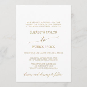 Elegante Gold Calligraphy Formal Wedding Einladung