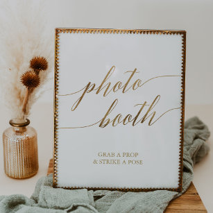 Elegante Gold Calligraphy Foto Booth Sign Poster
