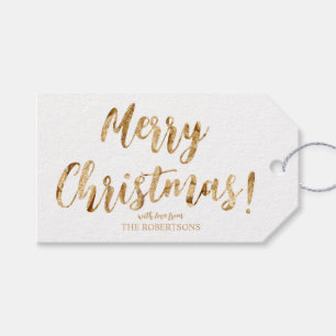 Elegante Gold Calligraphy Frohe Weihnachtsgeschenk Geschenkanhänger