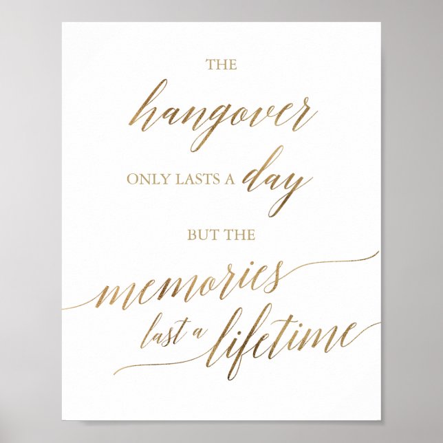 Elegante Gold Calligraphy Hangover & Erinnerungen  Poster (Vorne)