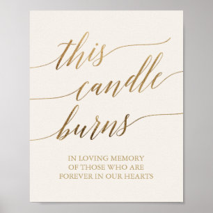 Elegante Gold Calligraphy Ivory Candle Burns Sig Poster
