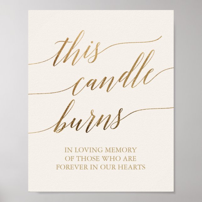Elegante Gold Calligraphy | Ivory Candle Burns Sig Poster (Vorne)