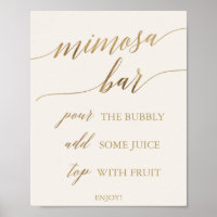 Elegante Gold Calligraphy | Ivory Mimosa Bar Sign