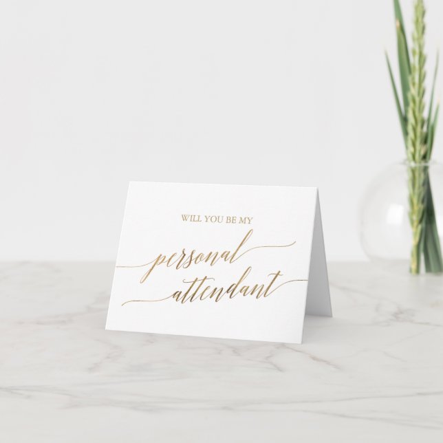 Elegante Gold Calligraphy Personal Attendant Karte (Vorderseite)