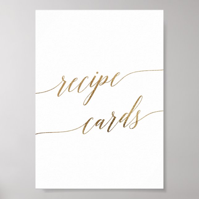 Elegante Gold Calligraphy Rezeptkarten Zeichen Poster (Vorne)