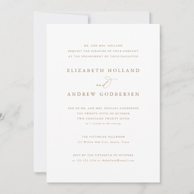 Elegante Gold Calligraphy Script Engagement Party Einladung (Vorderseite)