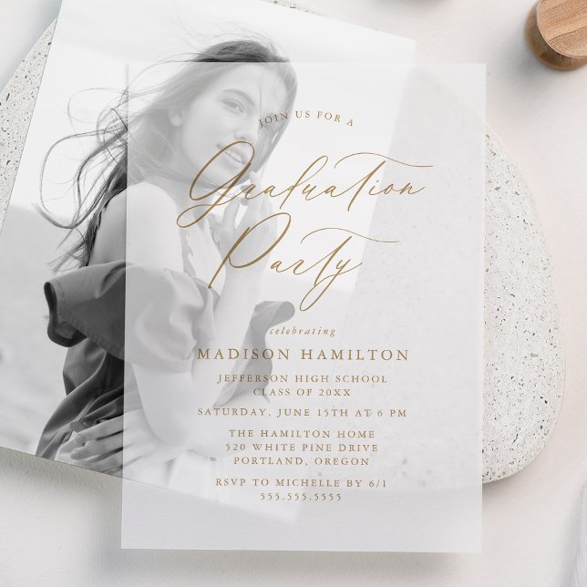 Elegante Gold Calligraphy Script Graduation Party (Von Creator hochgeladen)