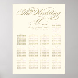 Elegante Gold Calligraphy Seating Chart Poster