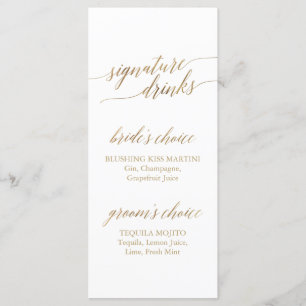 Elegante Gold Calligraphy Signature Drinks Menükarte